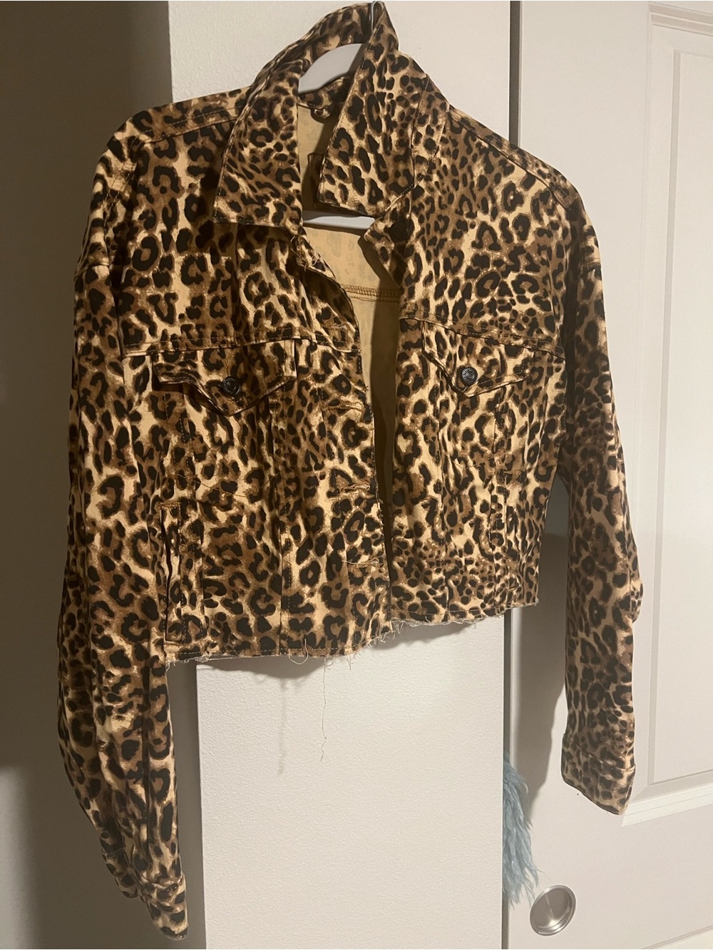 Leopard Print Cropped Jacket - Brown/Black